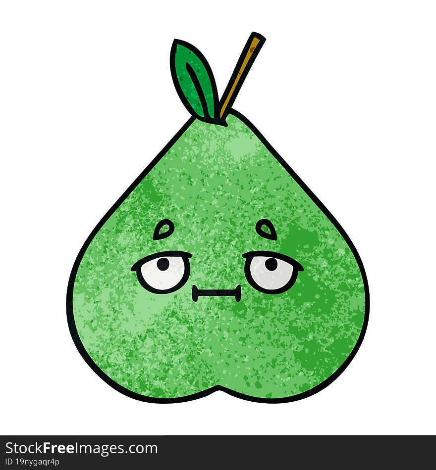 retro grunge texture cartoon green pear