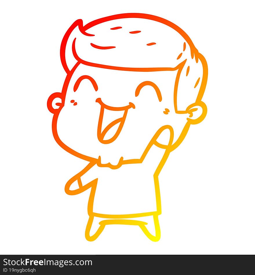 warm gradient line drawing of a cartoon man laughing