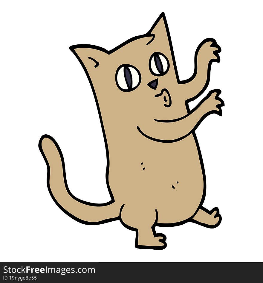 cartoon doodle dancing cat