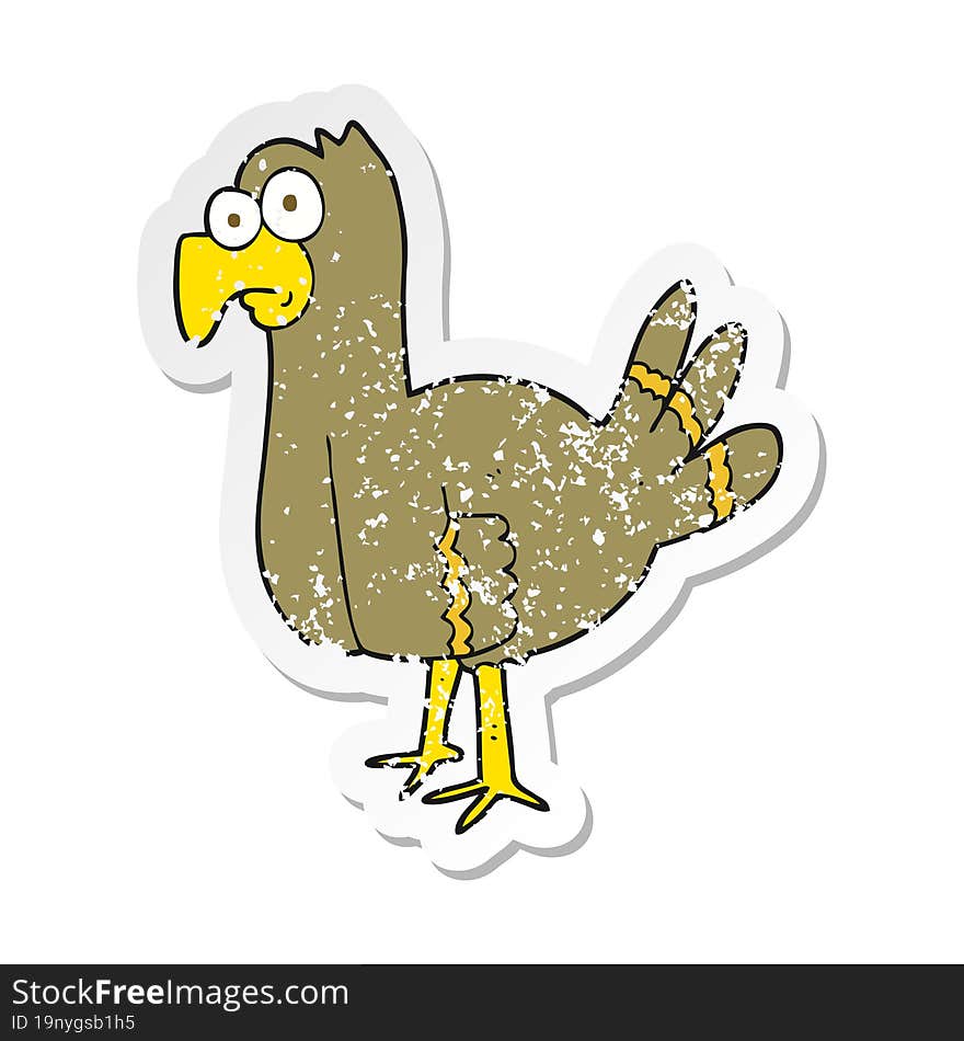 retro distressed sticker of a cartoon bird