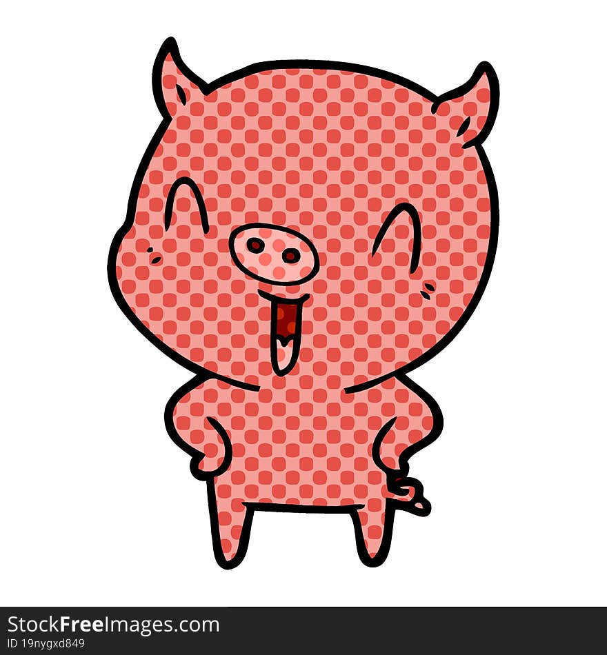 happy cartoon pig. happy cartoon pig