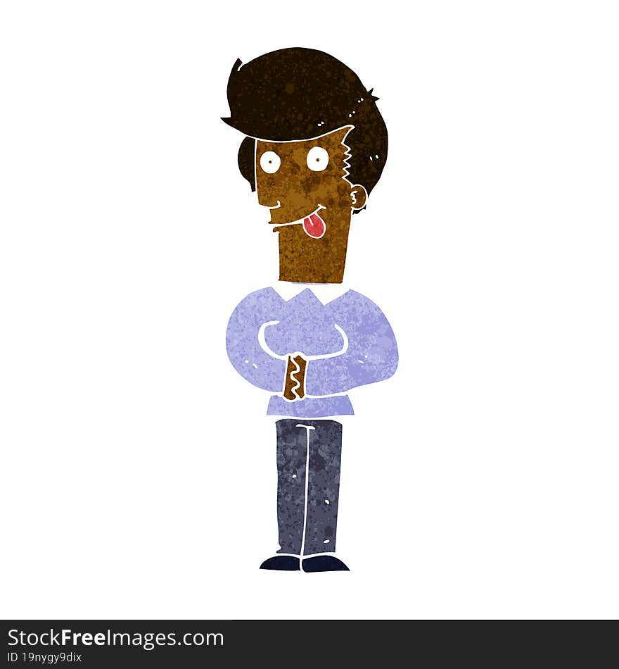 cartoon man sticking out tongue