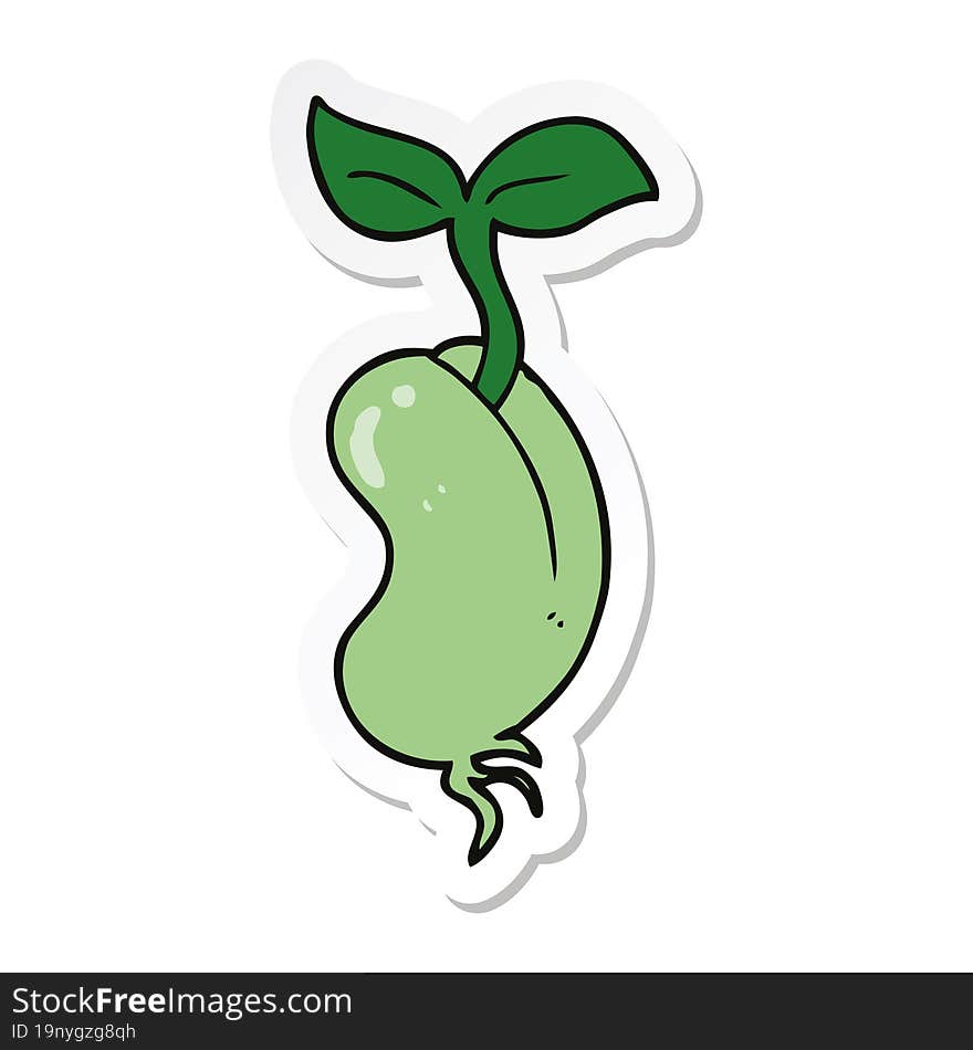 sticker of a cartoon sprouting seed