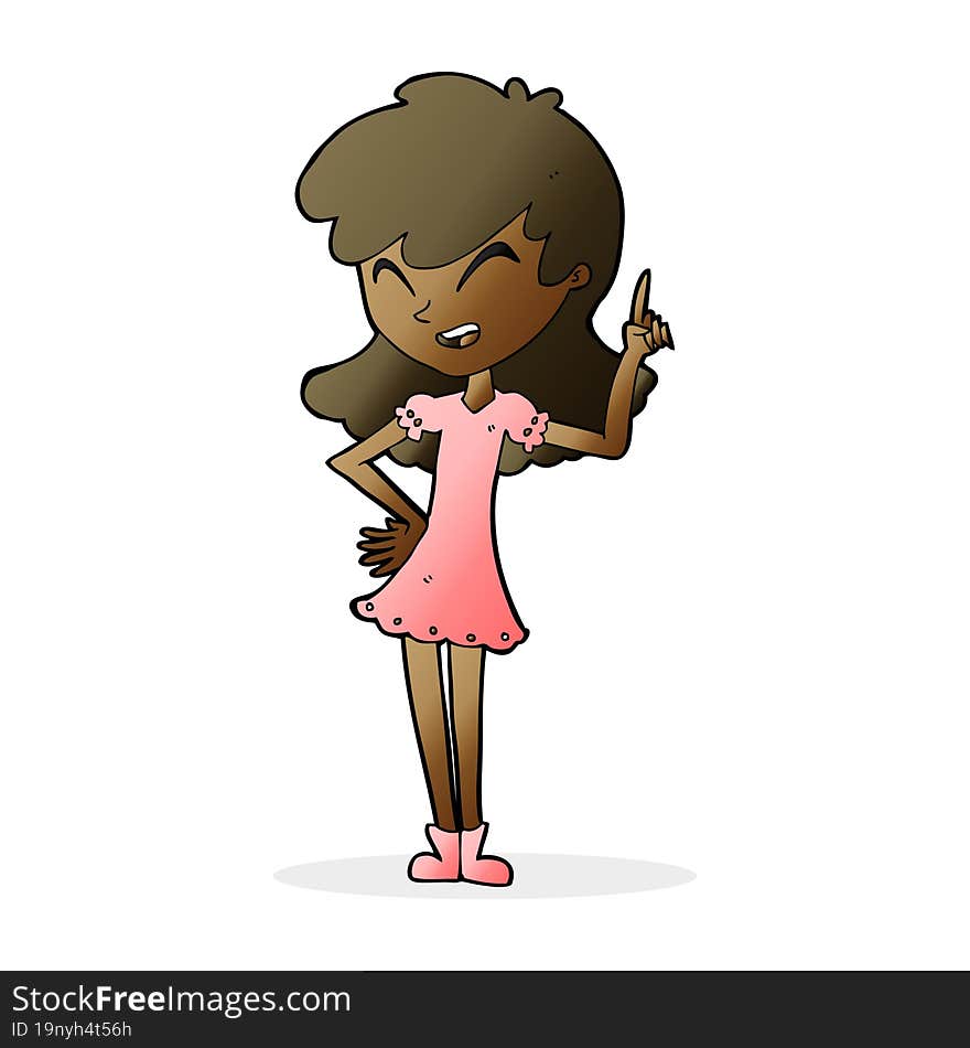 cartoon girl making point