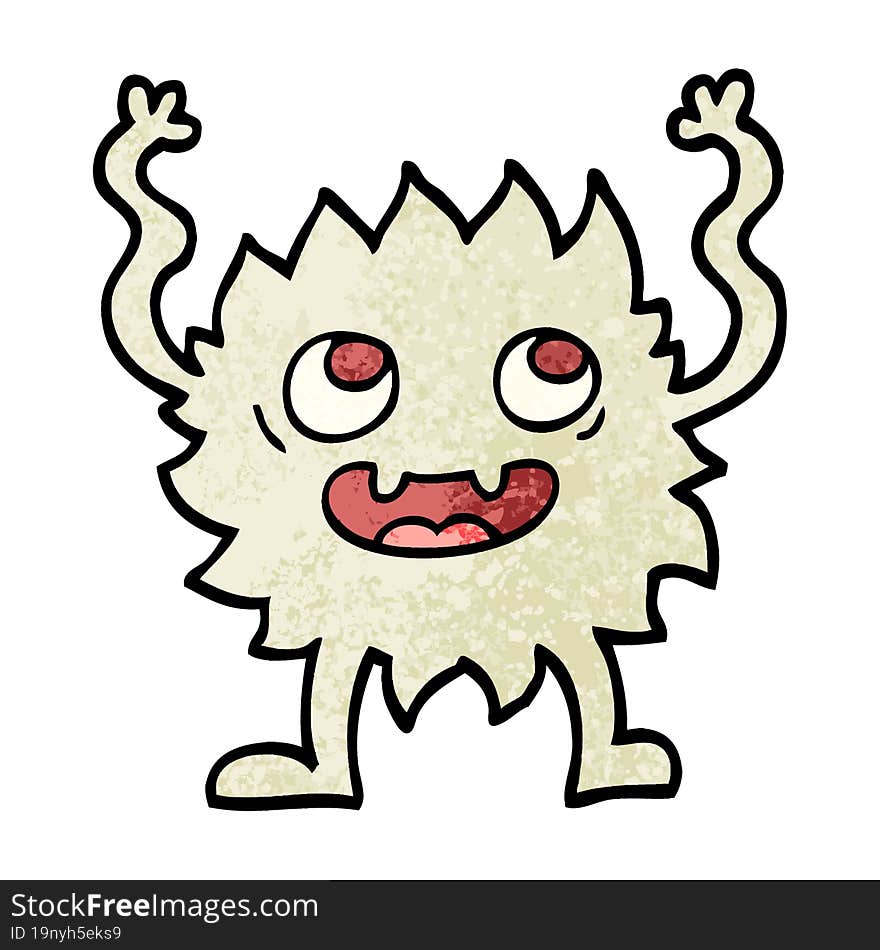 grunge textured illustration cartoon funny furry monster