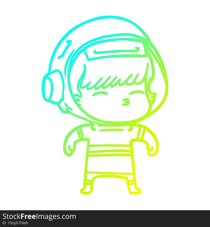 cold gradient line drawing cartoon curious astronaut