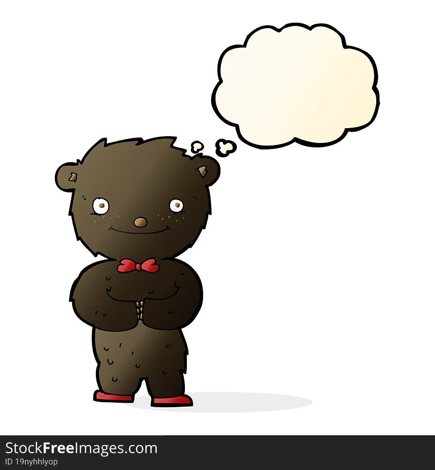 Cartoon Little Black Bear With Thought Bubble