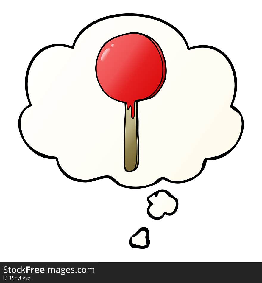 cartoon lollipop and thought bubble in smooth gradient style