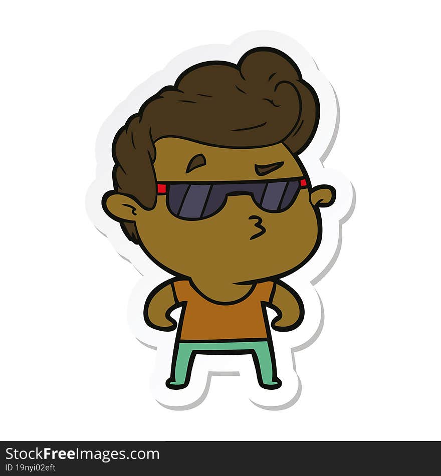 sticker of a cartoon cool guy