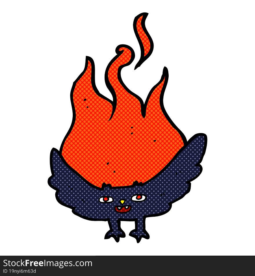 cartoon flaming halloween bat