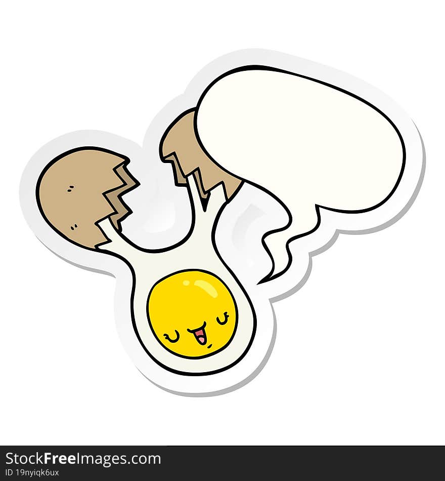 cartoon cracked egg with speech bubble sticker