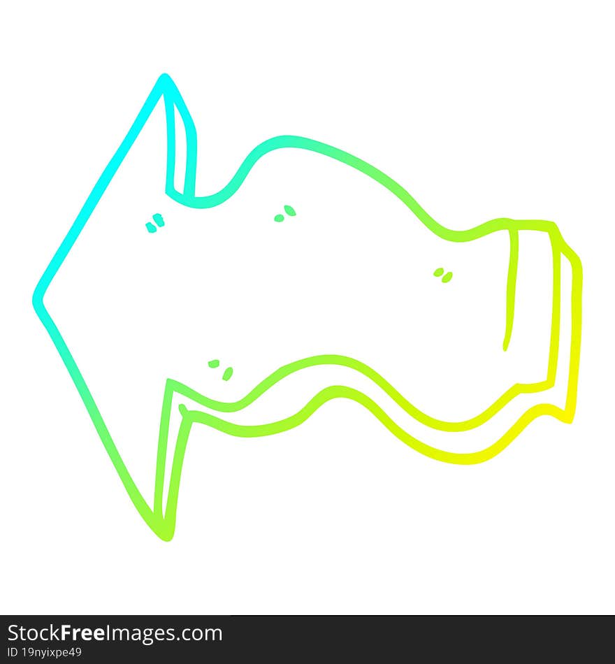 cold gradient line drawing cartoon pointing arrow