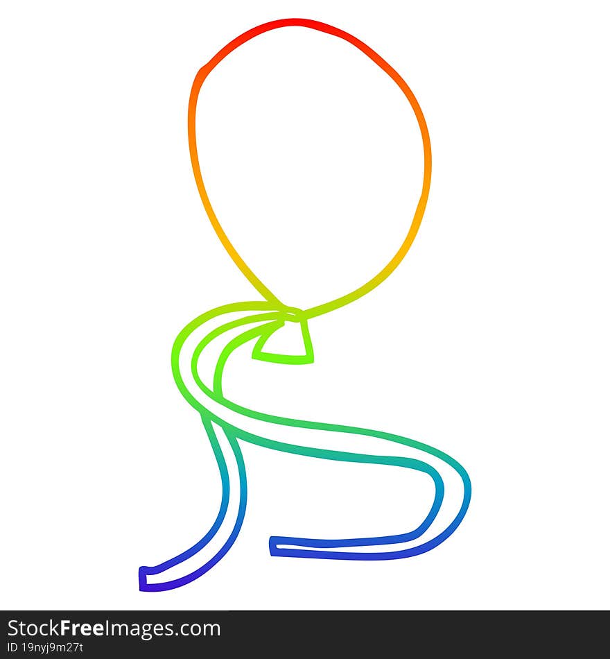 rainbow gradient line drawing cartoon ballon with string