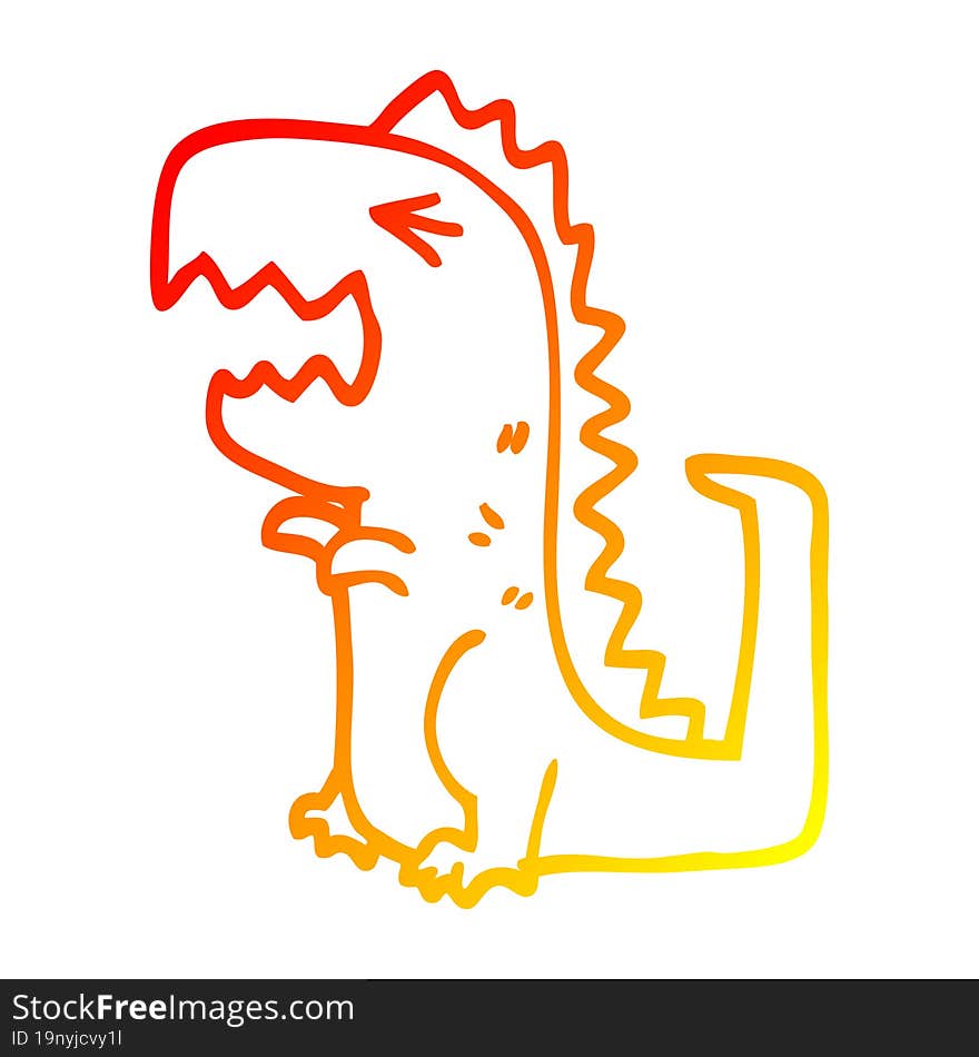 warm gradient line drawing cartoon roaring t rex