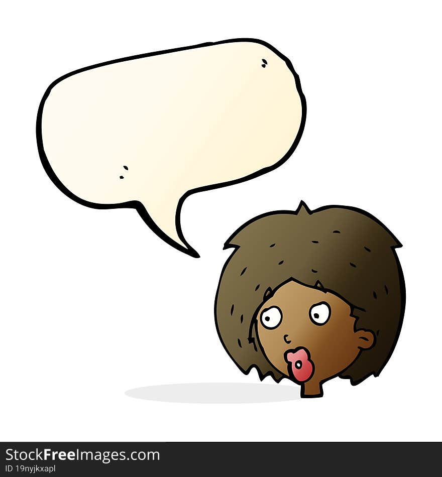 cartoon woman looking with speech bubble