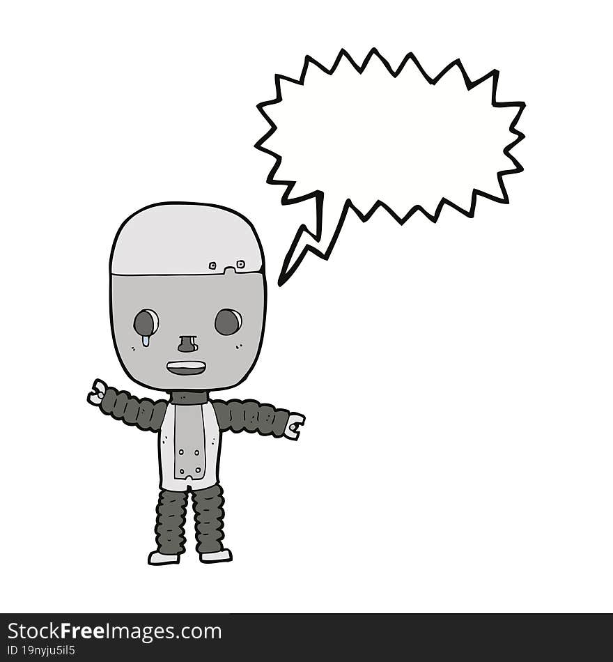 Cartoon Robot With Speech Bubble