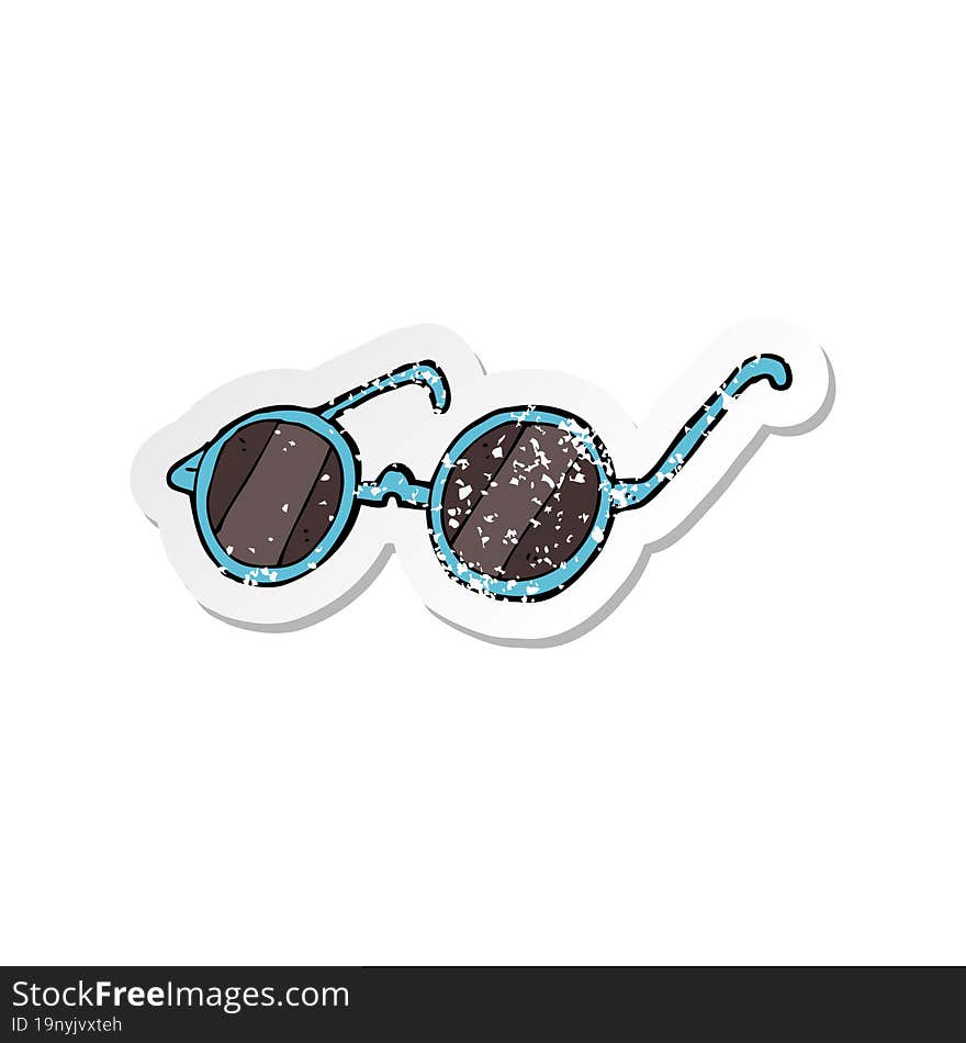 retro distressed sticker of a cartoon sunglasses