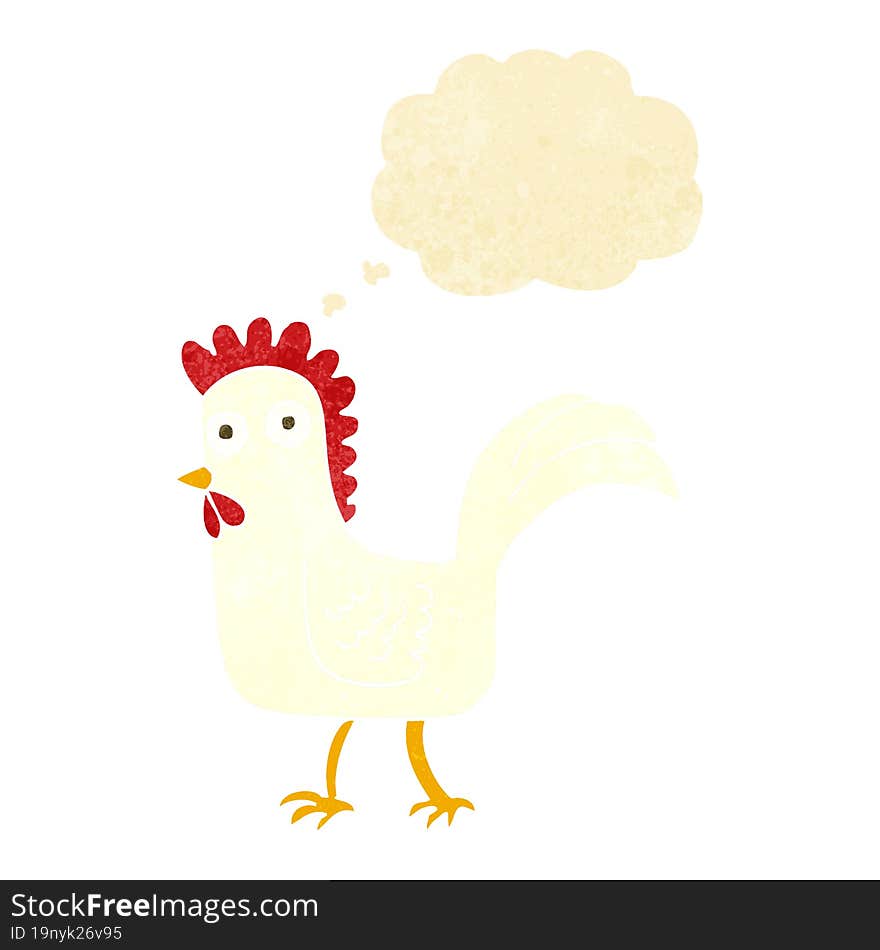 cartoon chicken with thought bubble