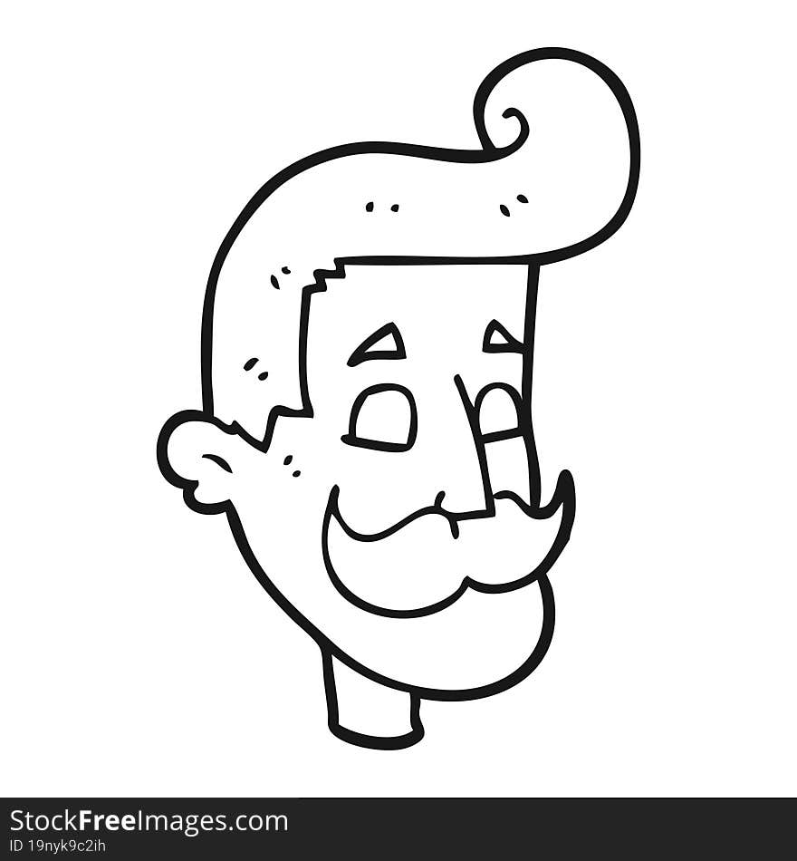 Black And White Cartoon Man With Mustache