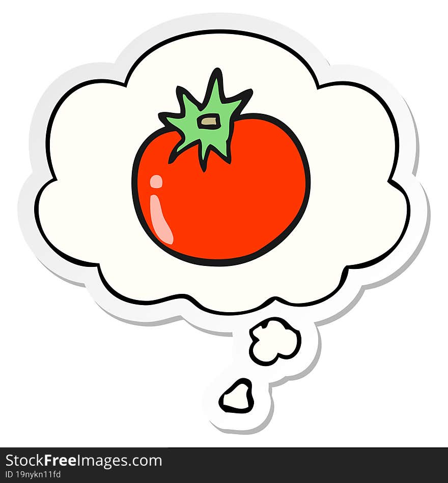 cartoon tomato and thought bubble as a printed sticker