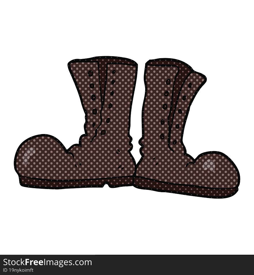 freehand drawn cartoon shiny army boots