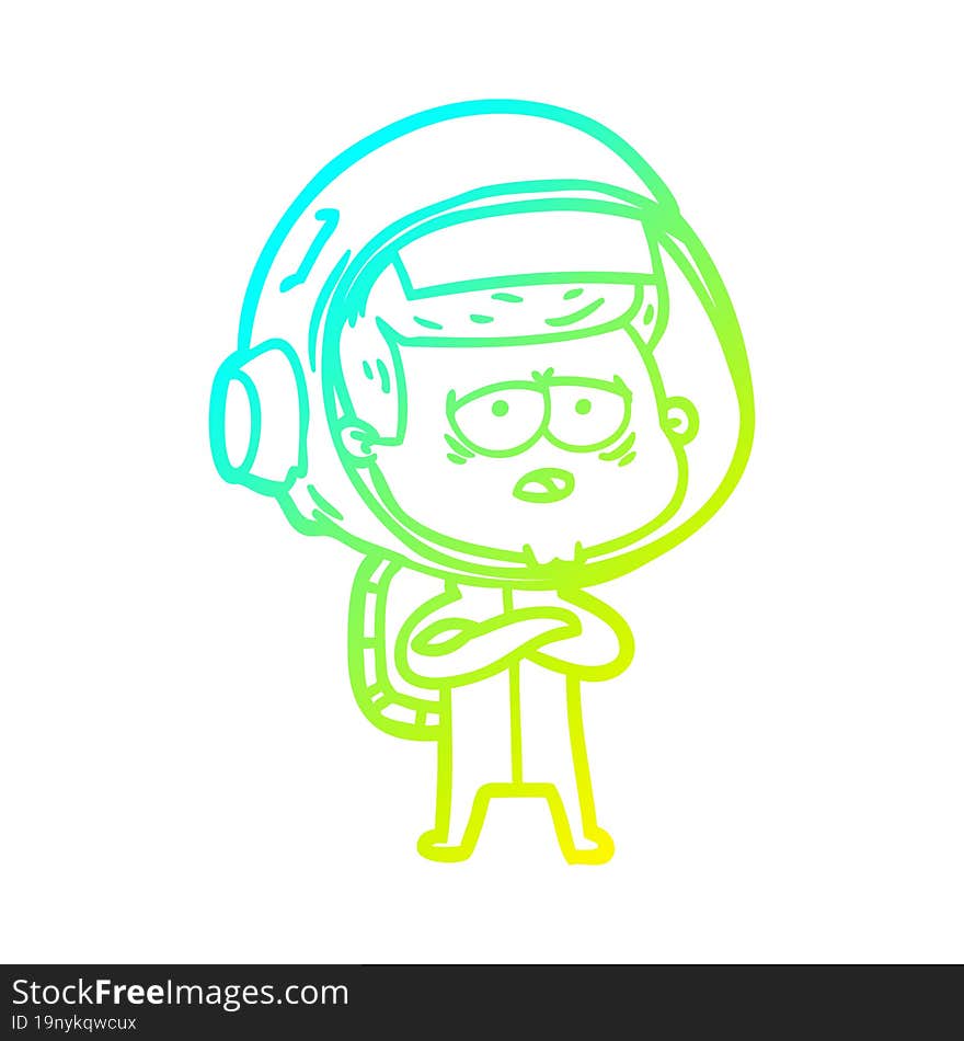 cold gradient line drawing cartoon tired astronaut