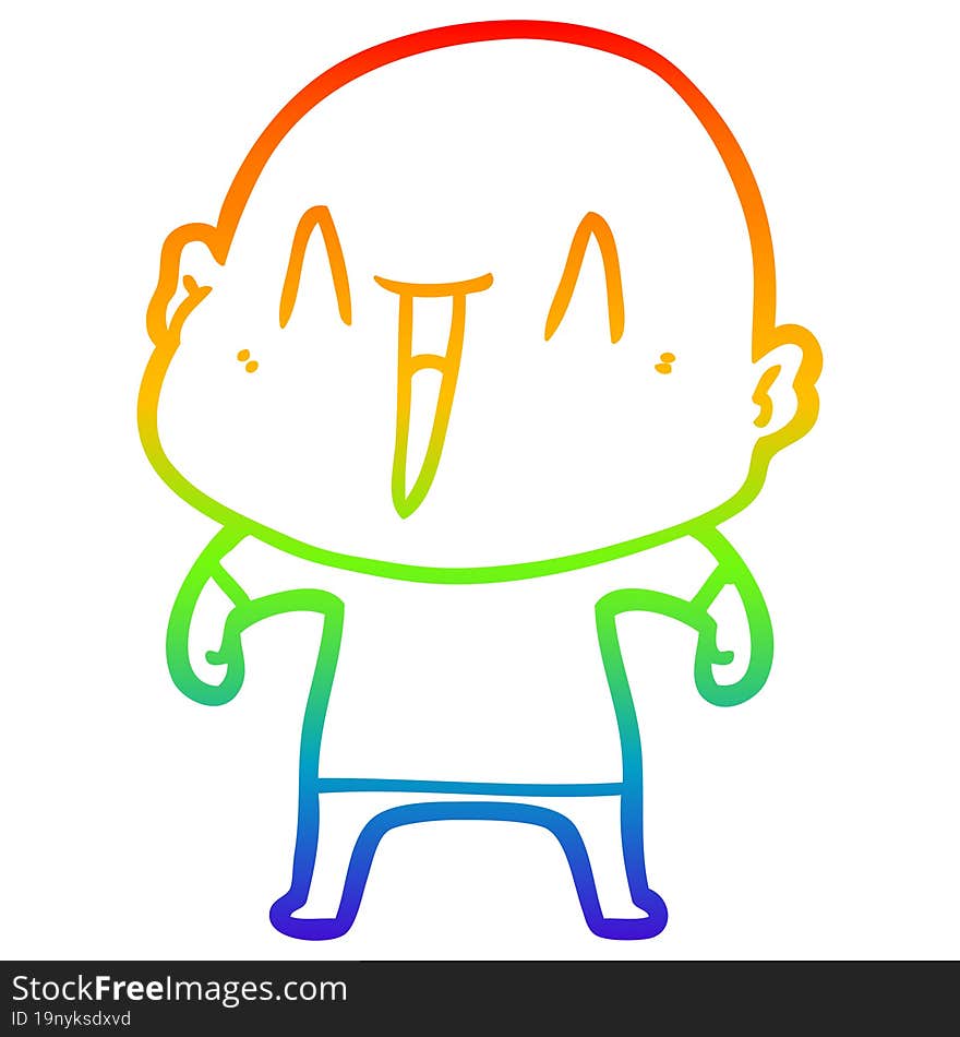 rainbow gradient line drawing happy cartoon bald man