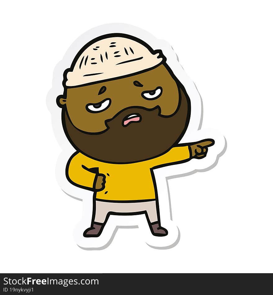 sticker of a cartoon worried man with beard