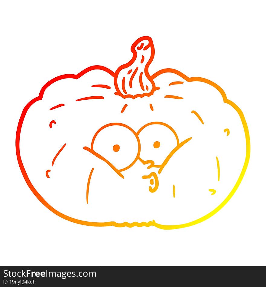 warm gradient line drawing cartoon pumpkin