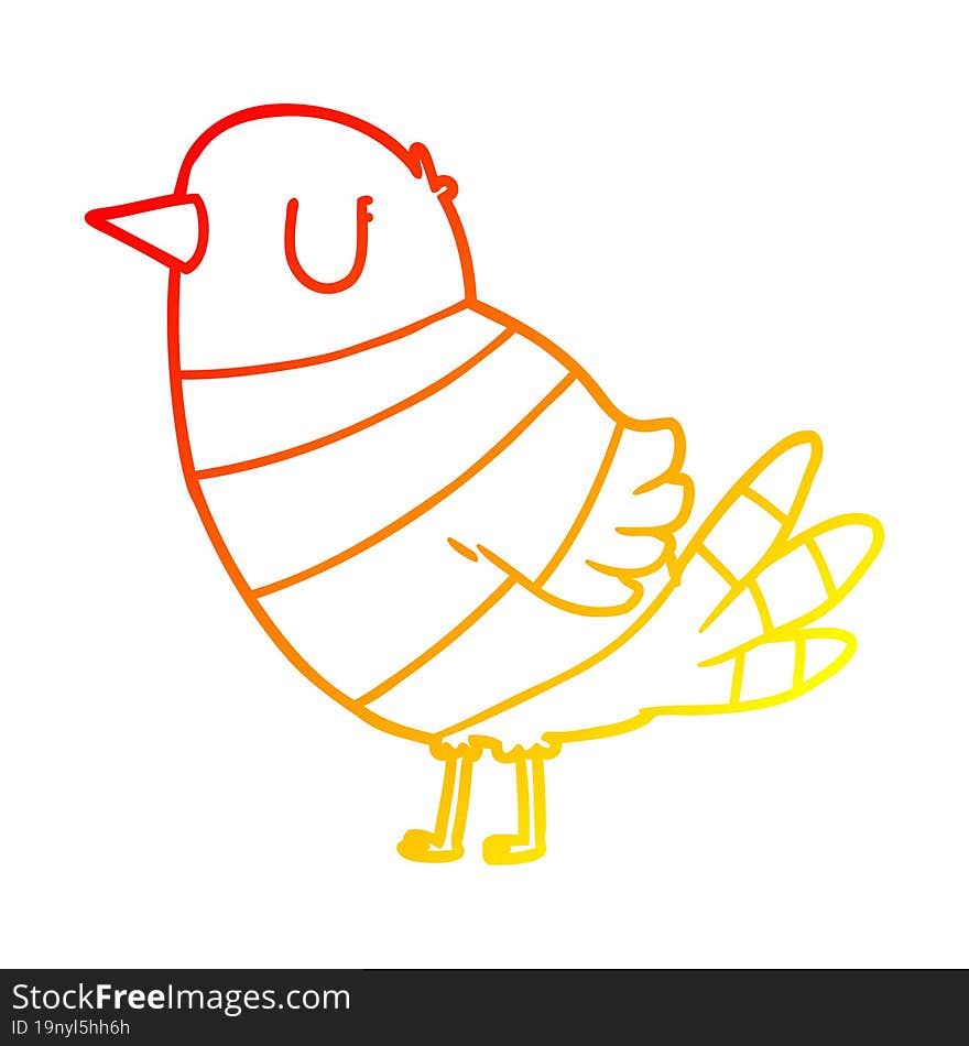 warm gradient line drawing of a cartoon bird