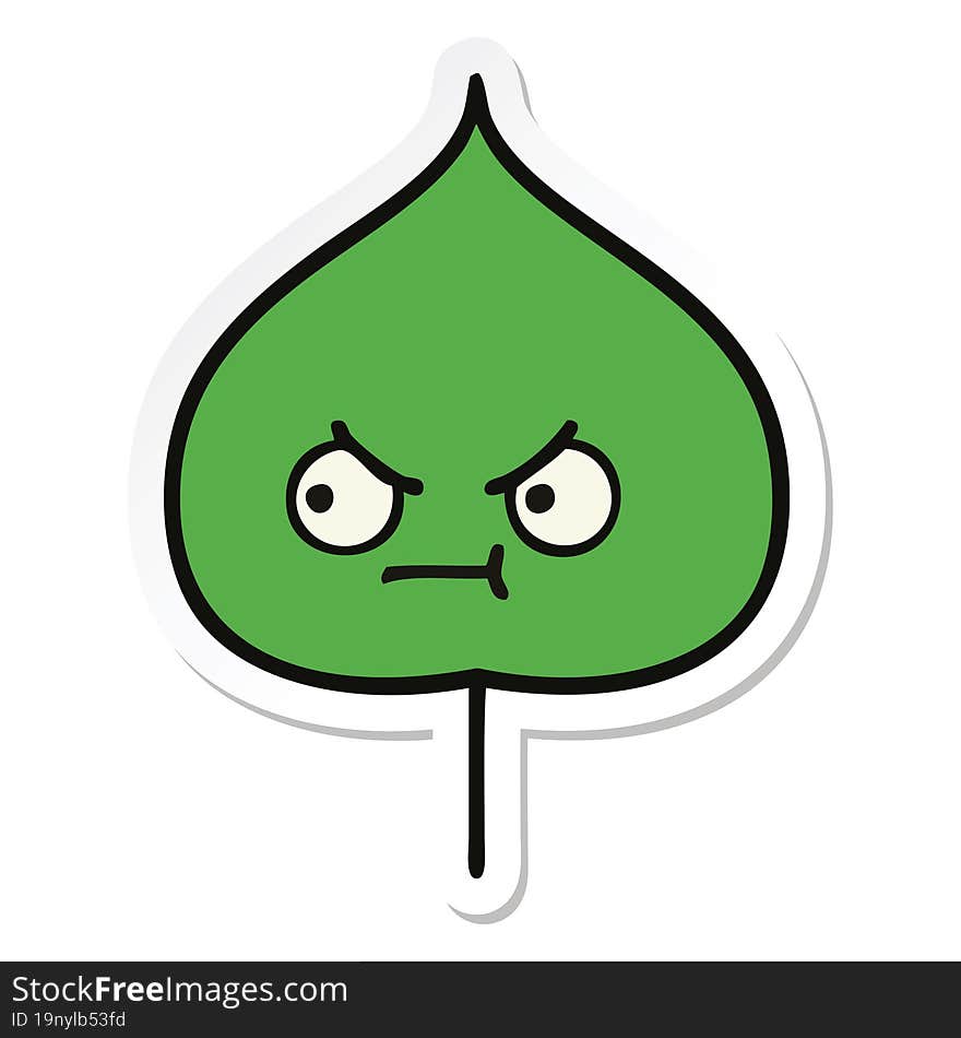 sticker of a cute cartoon expressional leaf