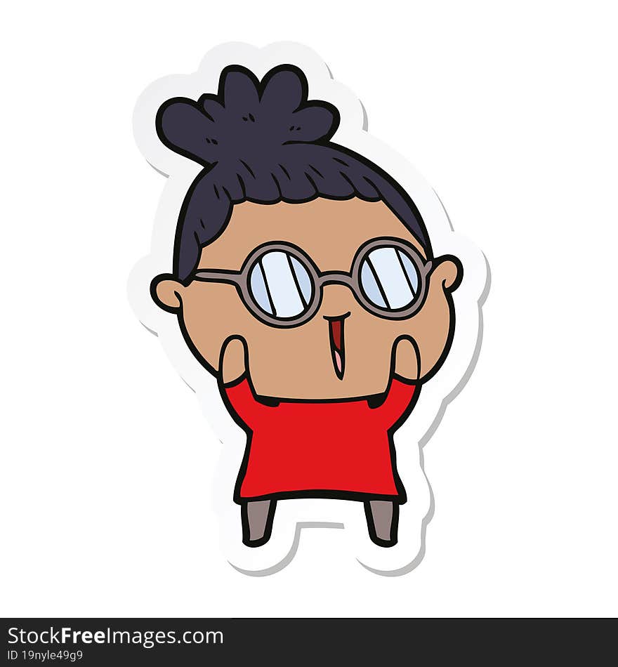 sticker of a cartoon woman wearing spectacles