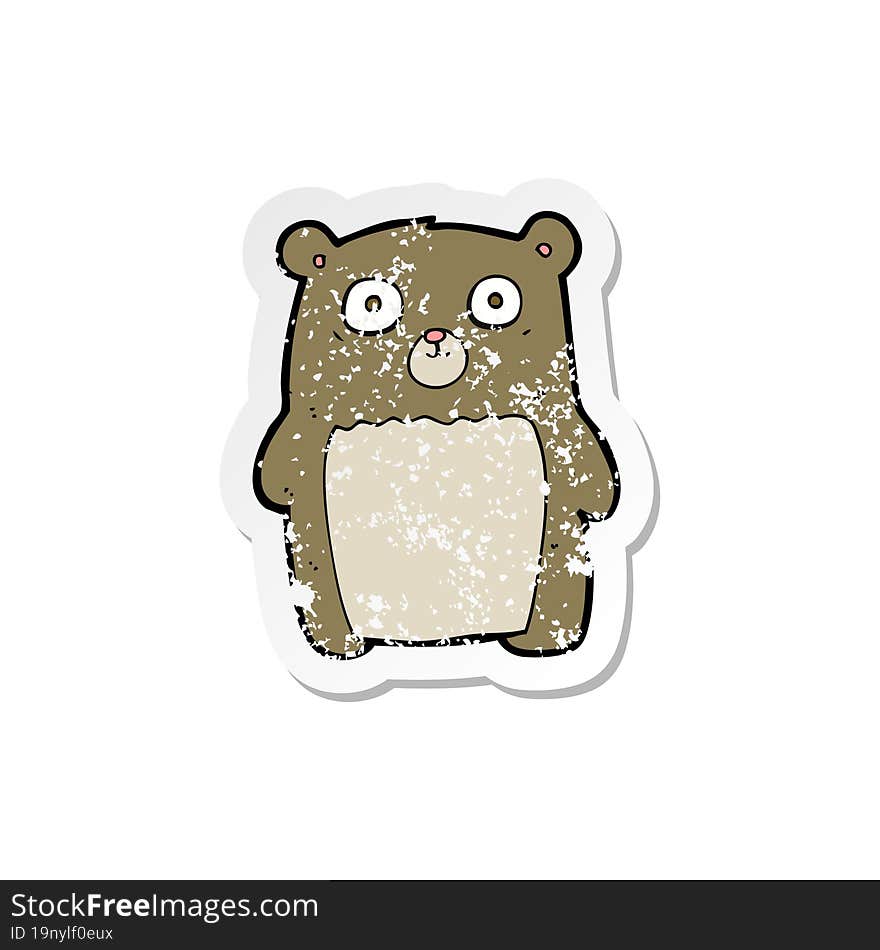 retro distressed sticker of a cartoon funny teddy bear