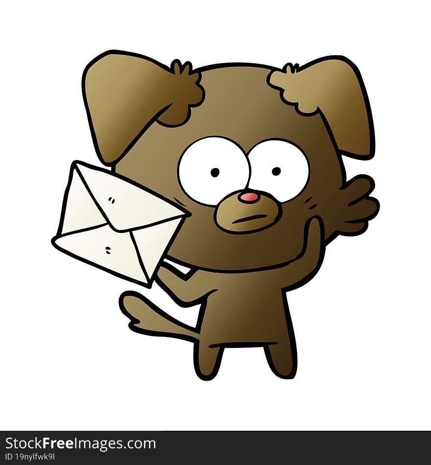 nervous dog cartoon with letter. nervous dog cartoon with letter