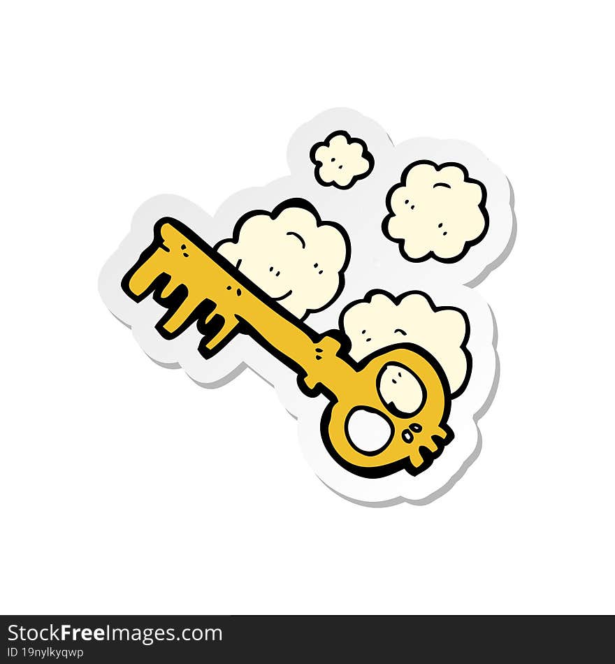 sticker of a cartoon spooky key