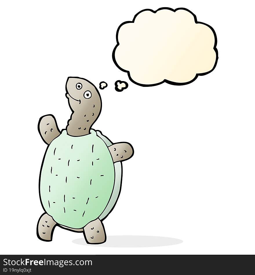 cartoon happy turtle with thought bubble