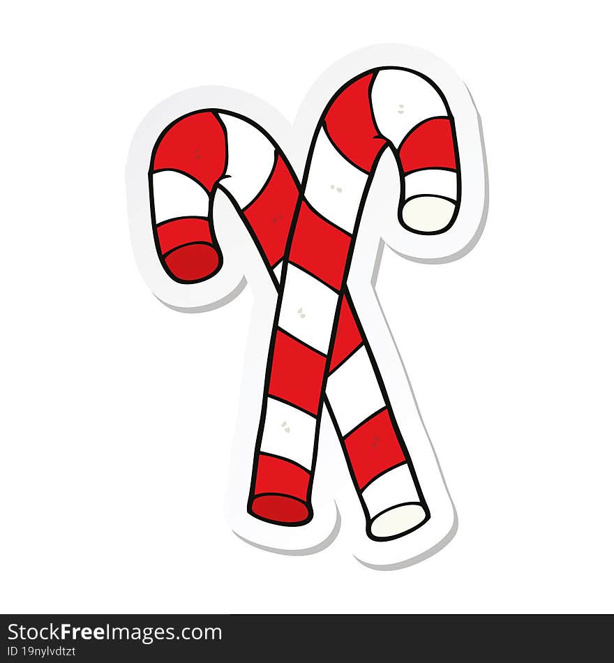 Sticker Of A Cartoon Candy Canes