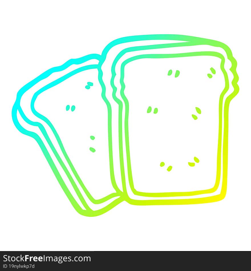 cold gradient line drawing of a cartoon toast