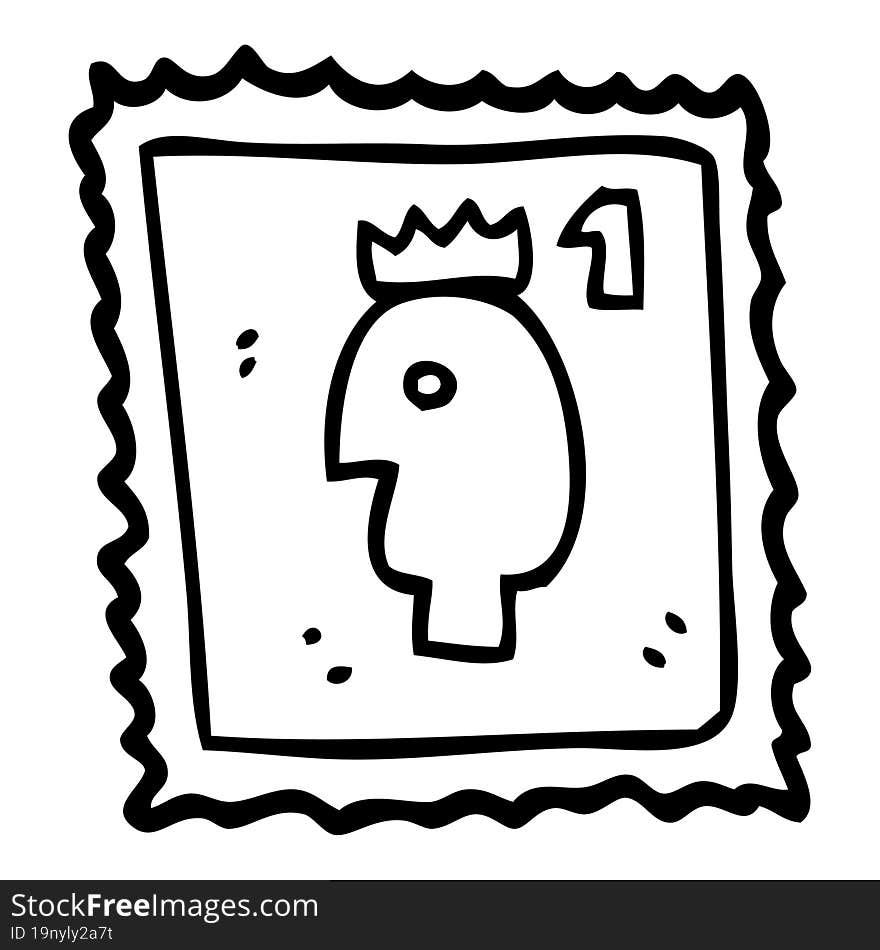 line drawing cartoon stamp with royal head