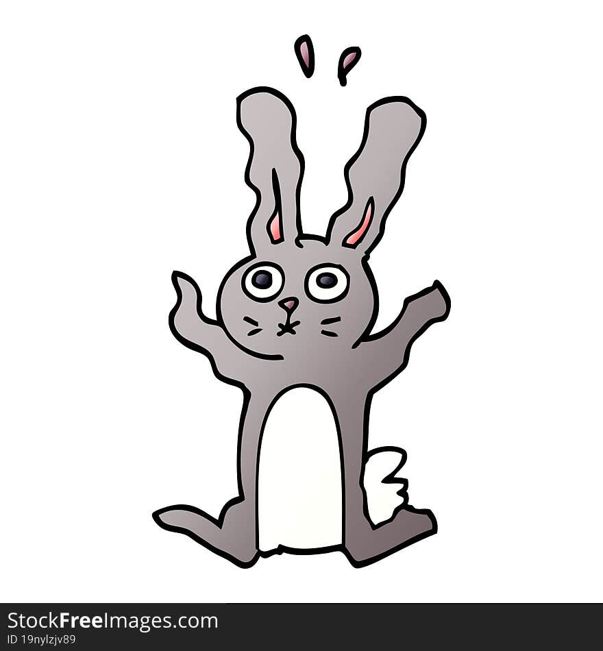 cartoon doodle frightened bunny