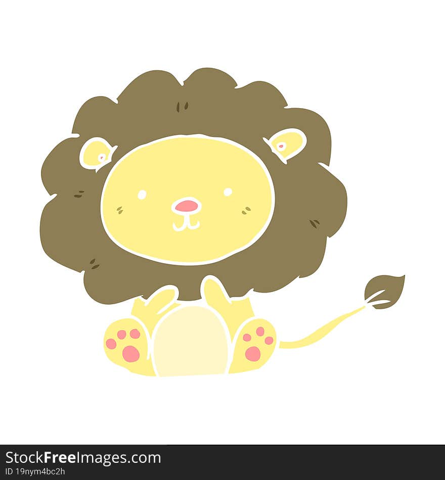 cute flat color style cartoon lion