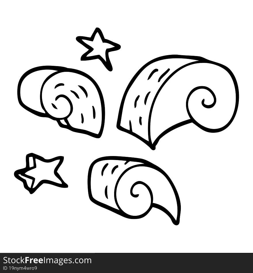 line drawing cartoon decorative spiral element