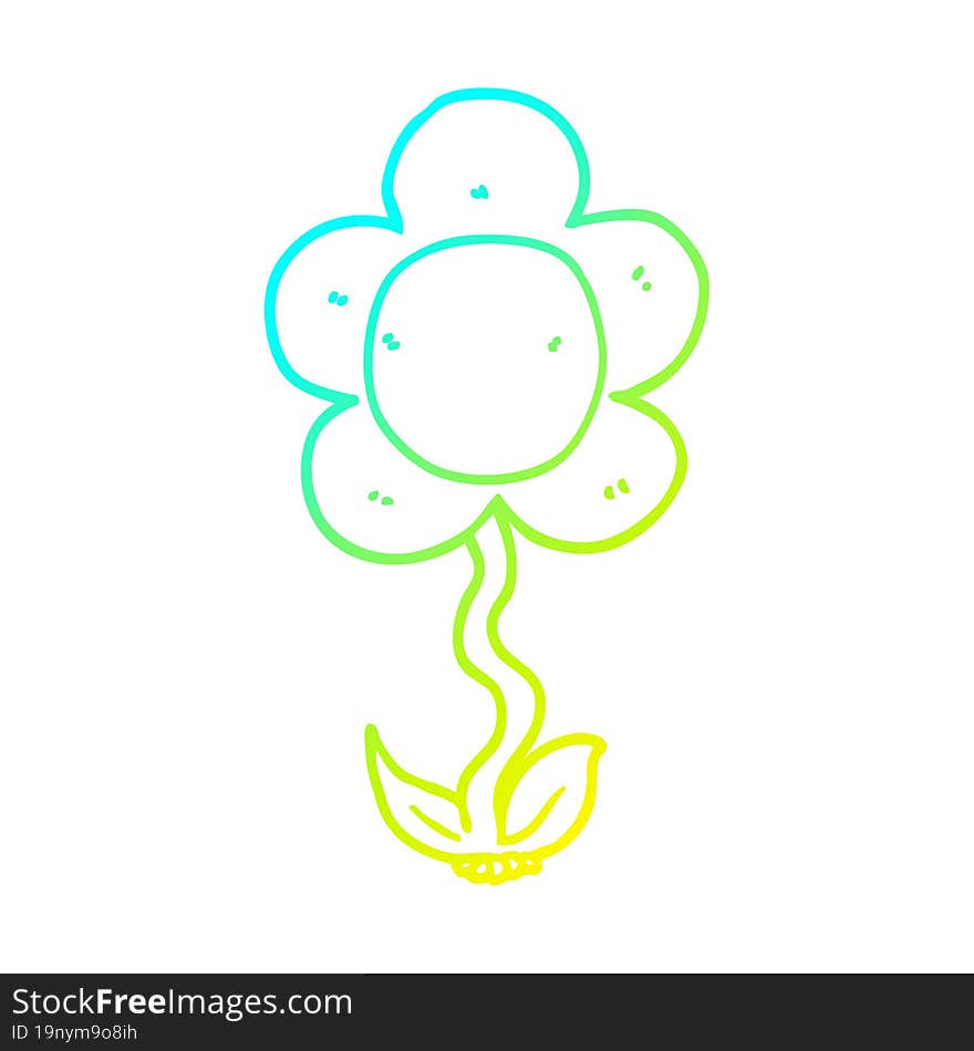 cold gradient line drawing cartoon flower