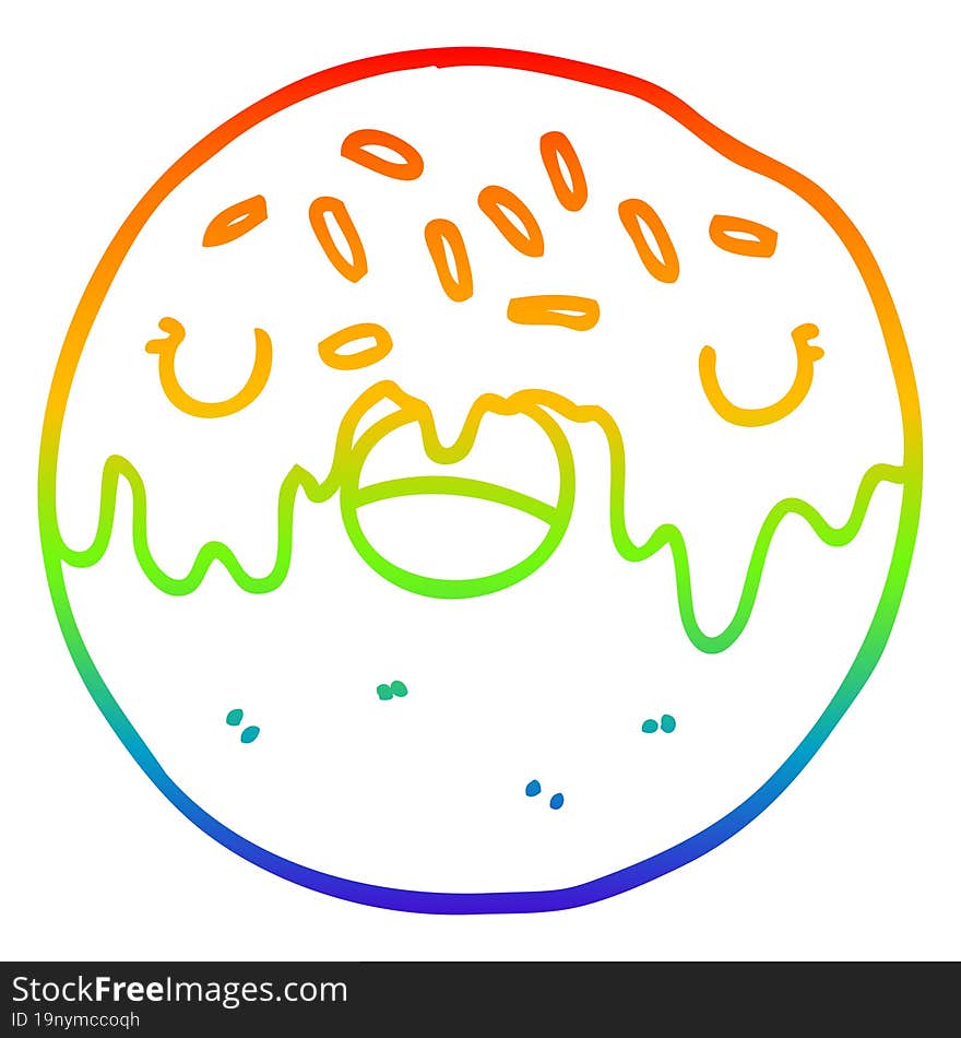 rainbow gradient line drawing cartoon donut