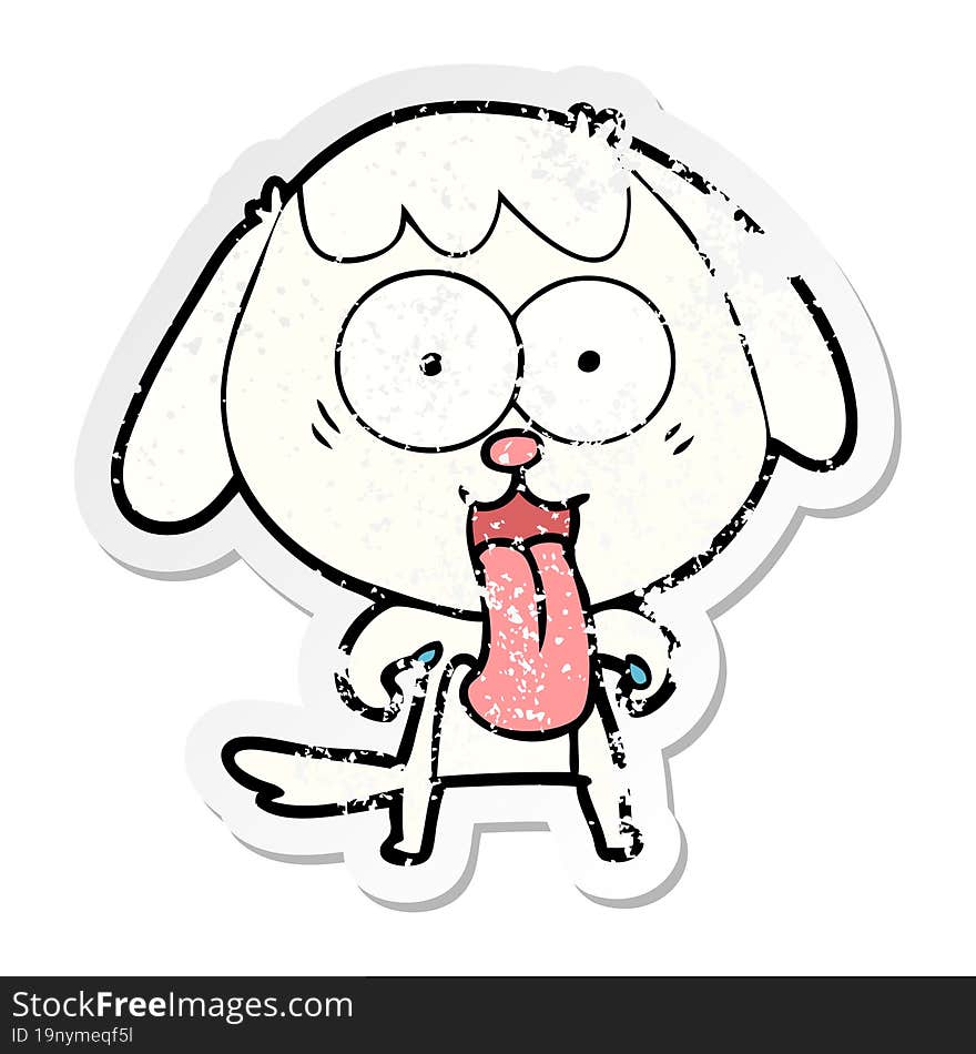 distressed sticker of a cute cartoon dog