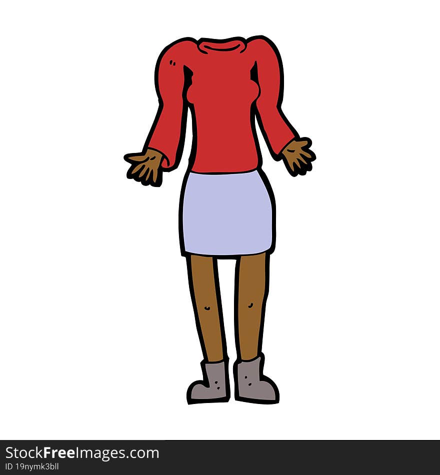 Cartoon Female Body With Shrugging Shoulders (mix And Match Cartoons Or Add Own Photos