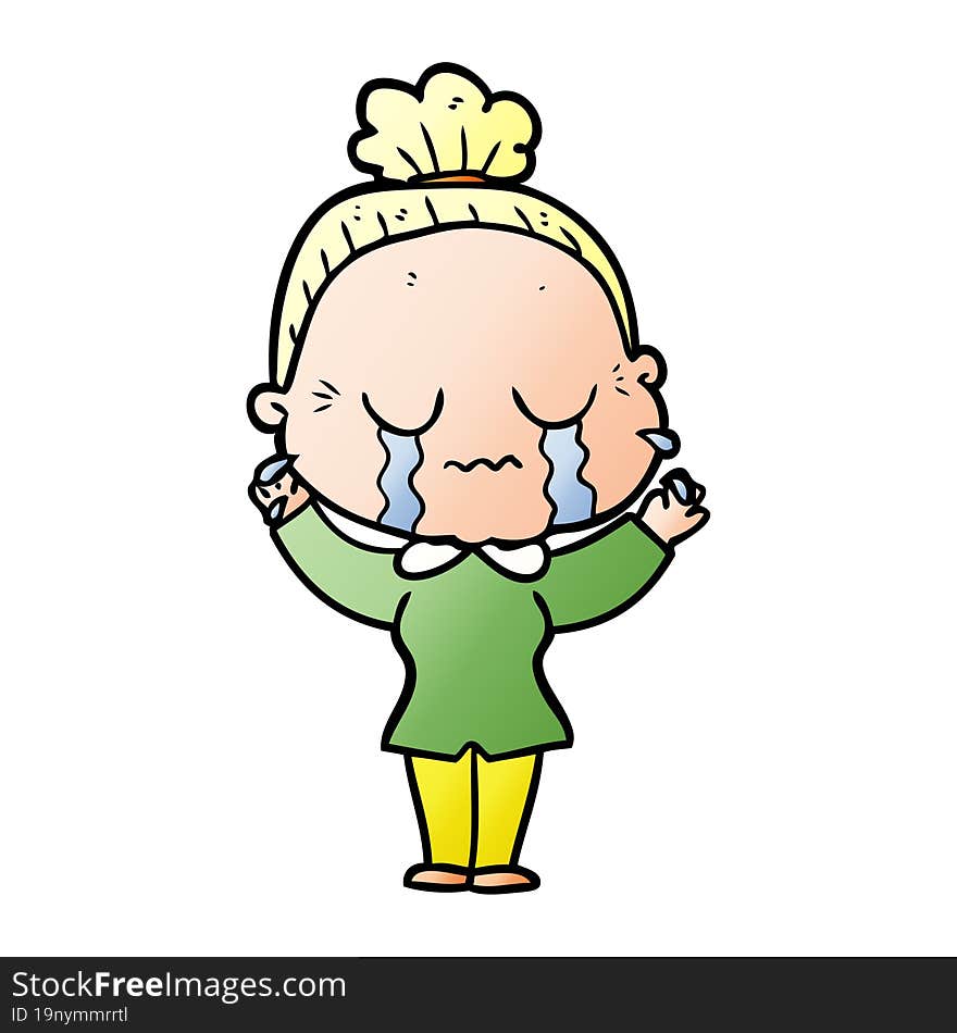 cartoon crying old lady. cartoon crying old lady