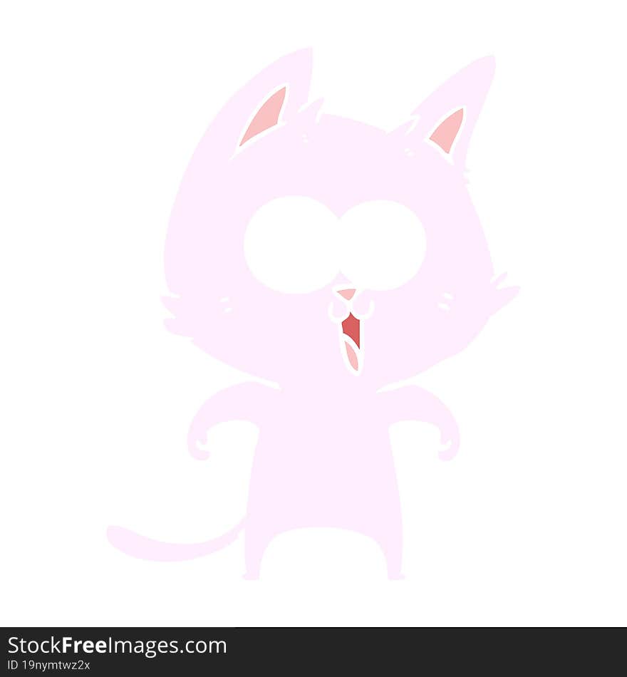 Funny Flat Color Style Cartoon Cat