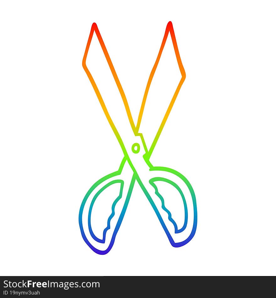 rainbow gradient line drawing cartoon sewing scissors