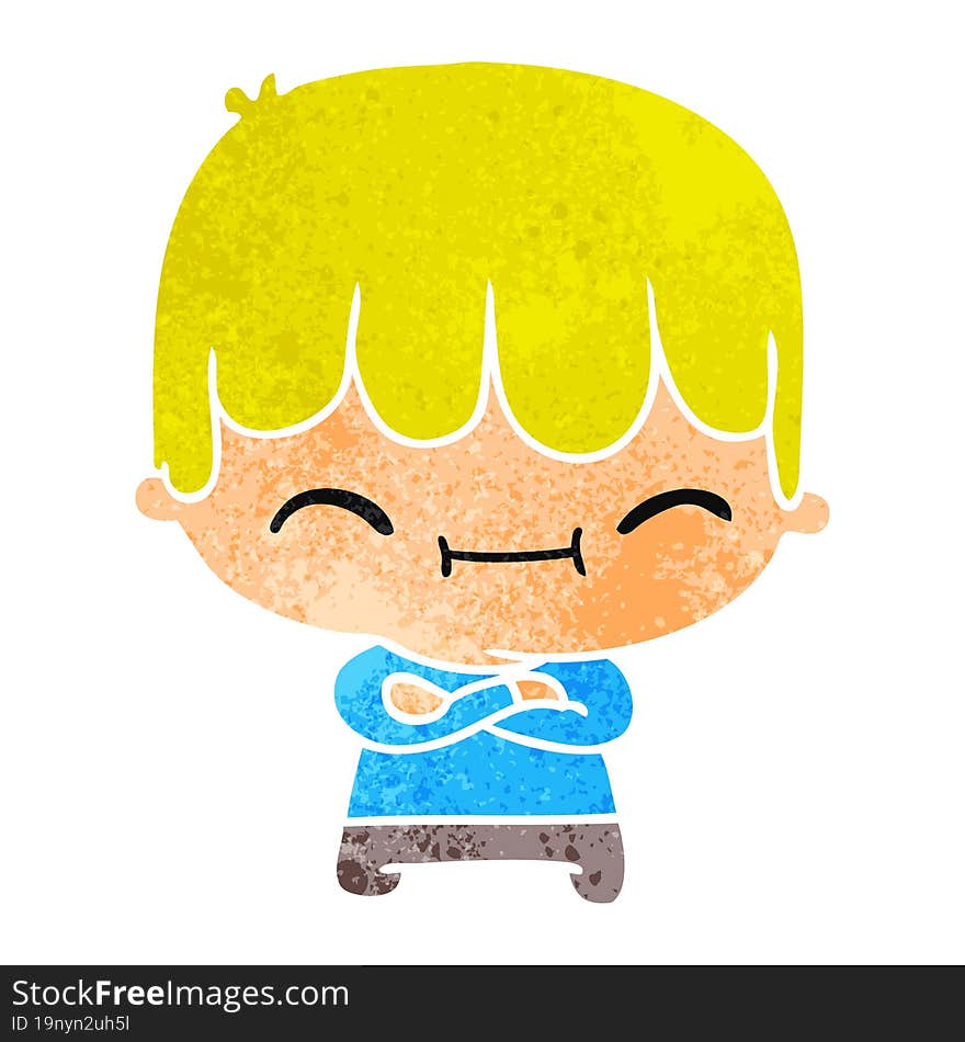 Retro Cartoon Of Kawaii Cute Boy